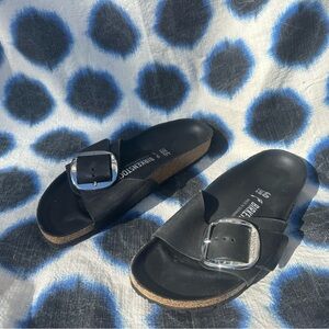 Birkenstock Black Sandals with Silver Buckle